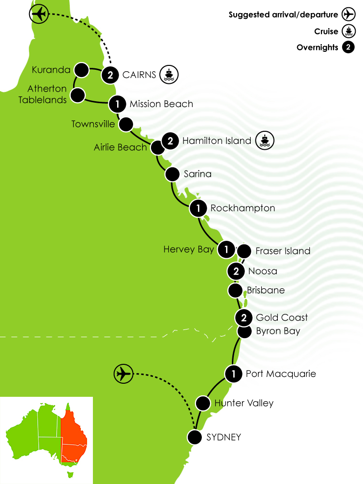 East Coast Islands & Rainforest Group Itinerary | AAT Kings