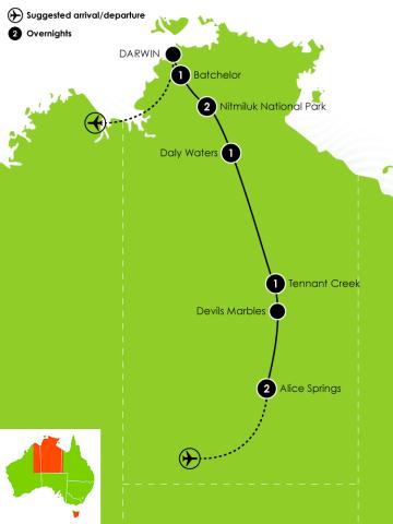 Alice Springs To Darwin Road Trip 8 Day Driving Itinerary   8 Day Alice Springs Darwin LargeMap 