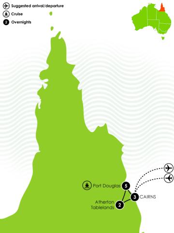 11 Day Port Douglas and Cairns Self Drive Tour Itinerary Large Map
