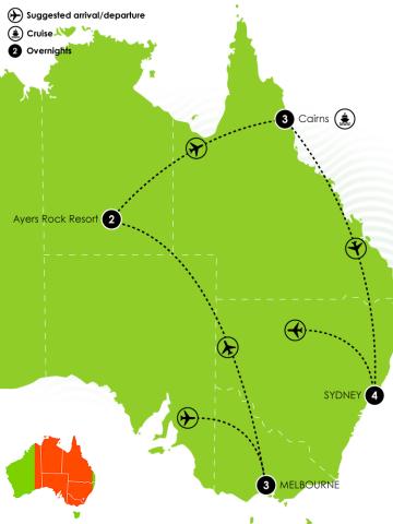 Tour Map: Australian Highlights Mapping 25/26