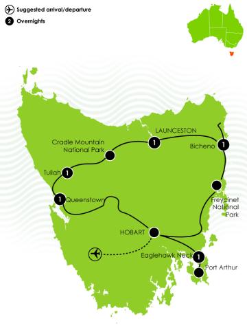 Tour Map: Discovery 6 Tasmania