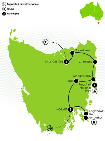 Tour Map: Tassie Getaway 24/25